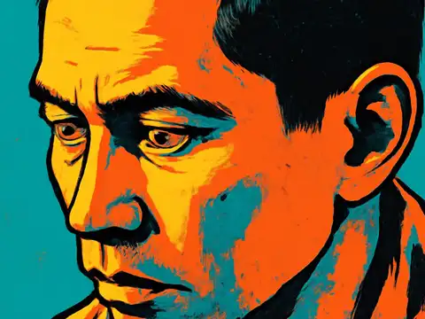 Pop-art illustration of a man in close-up, brow furrowed, looking down and to one side.
